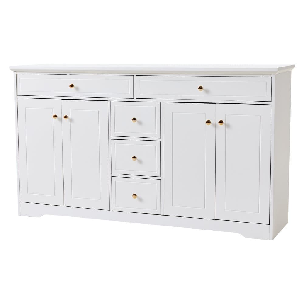 Sideboard with 5 Drawers and 4 Doors 150x40x85cm, White MDF Cabinet