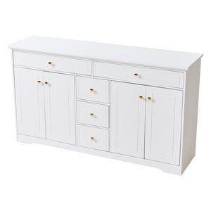 Sideboard with 5 Drawers and 4 Doors 150x40x85cm, White MDF Cabinet