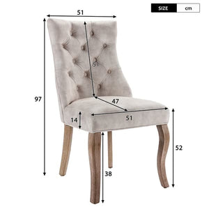 Elegant dining chairs 2 pcs with solid wooden legs, Light beige