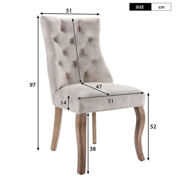 Elegant dining chairs 2 pcs with solid wooden legs, Light beige