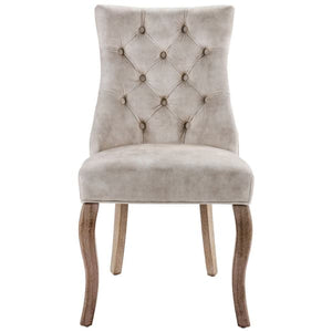 Elegant dining chairs 2 pcs with solid wooden legs, Light beige