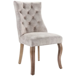 Elegant dining chairs 2 pcs with solid wooden legs, Light beige