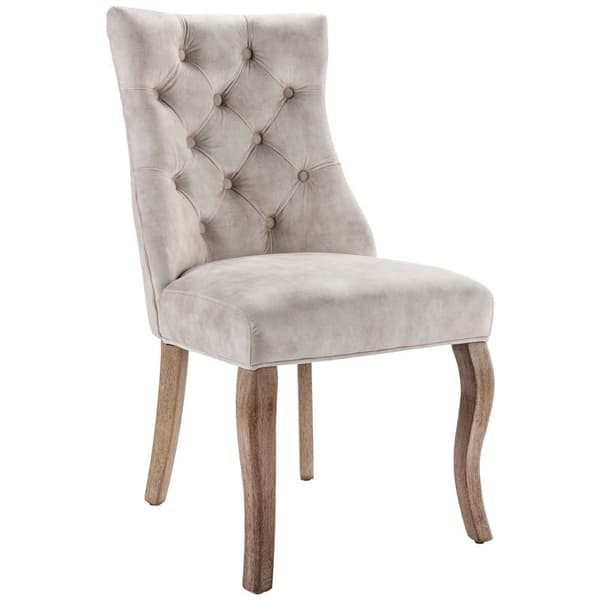 Elegant dining chairs 2 pcs with solid wooden legs, Light beige