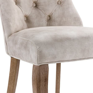 Elegant dining chairs 2 pcs with solid wooden legs, Light beige