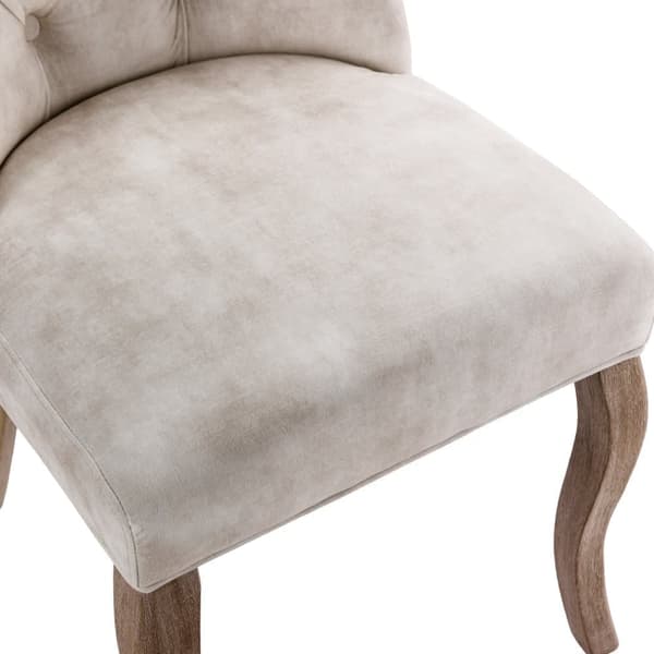 Elegant dining chairs 2 pcs with solid wooden legs, Light beige