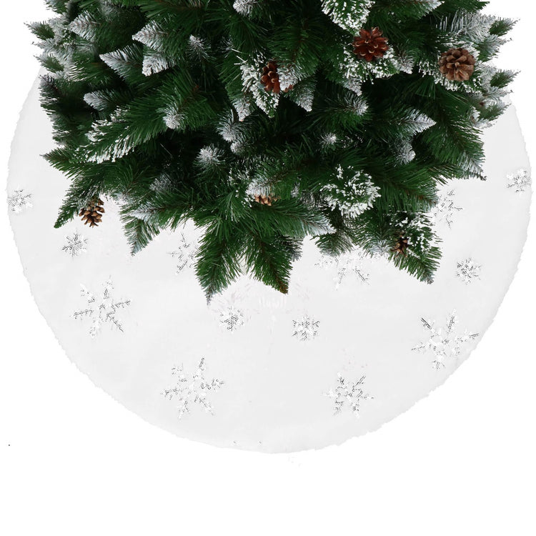 Christmas Tree Mat Springos CA1051, White/Silver, 90 cm, Polyester