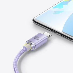 Baseus Crystal Shine Charging Cable, USB Type C/USB Type A, 200 cm, Purple, 100 W