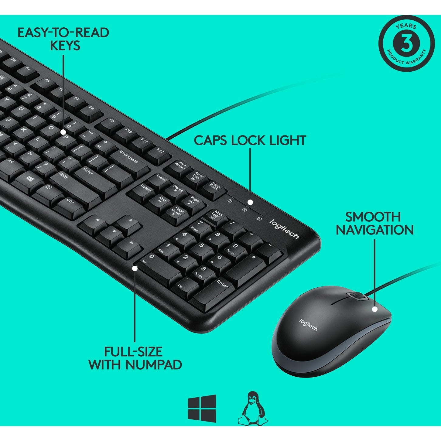 Logitech MK120 Desktop Keyboard + Mouse Combo
