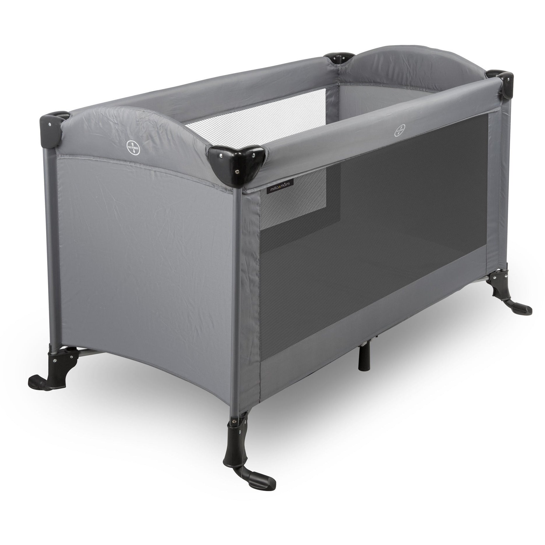 Milla & Måns Comfort Travel Cot, Grey