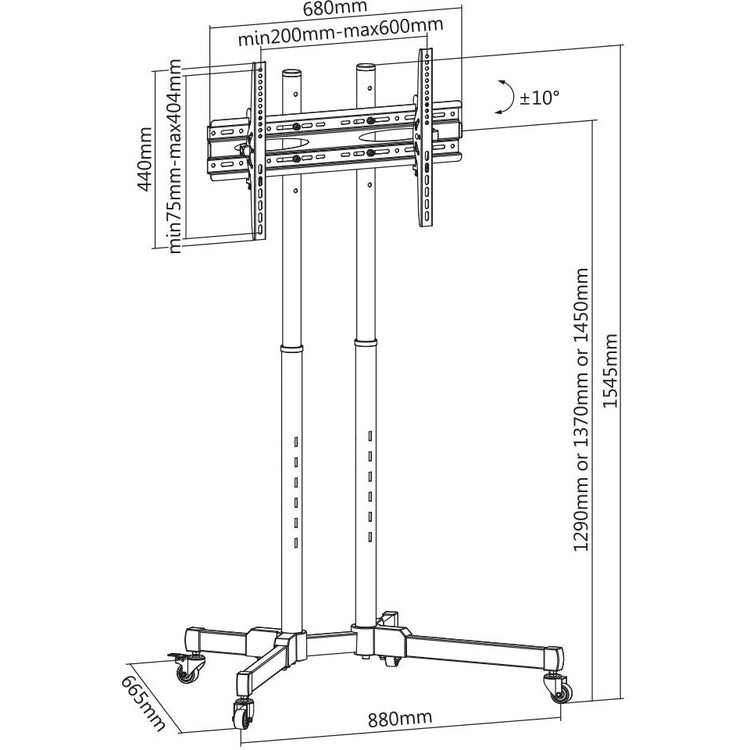 Mozi T10 TV Floor Stand with Wheels for 37-70" Screens