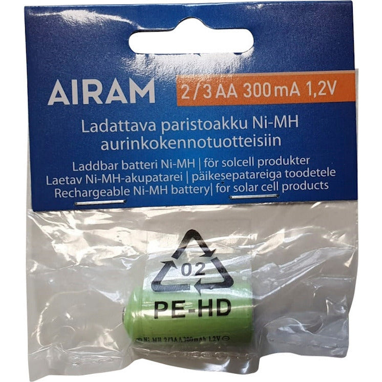 Airam NiMH Battery for Solar Products, 2/3 AA, 300 mAh, 1 pc