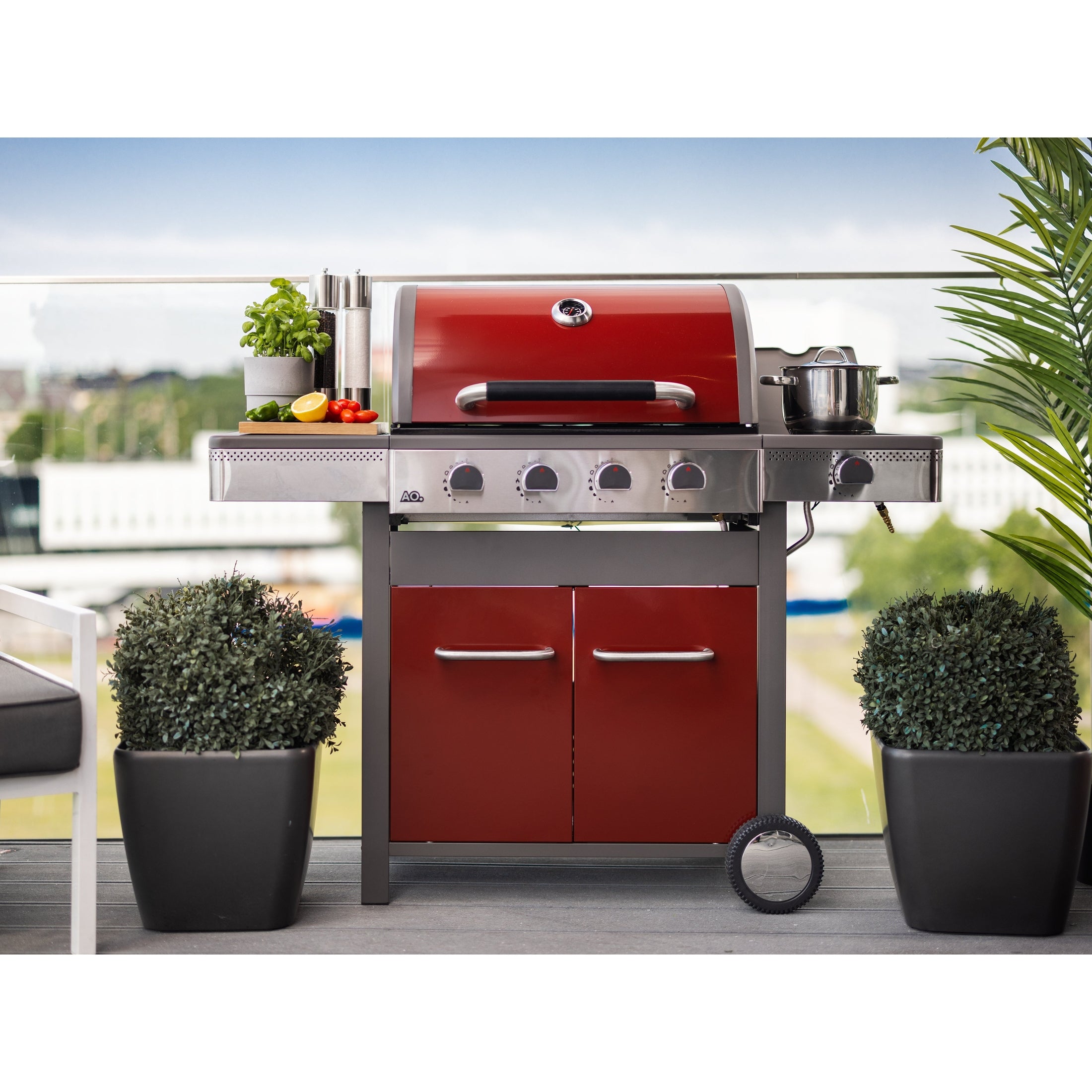 Anton Oliver EX-4+1 Gas BBQ Grill, Red