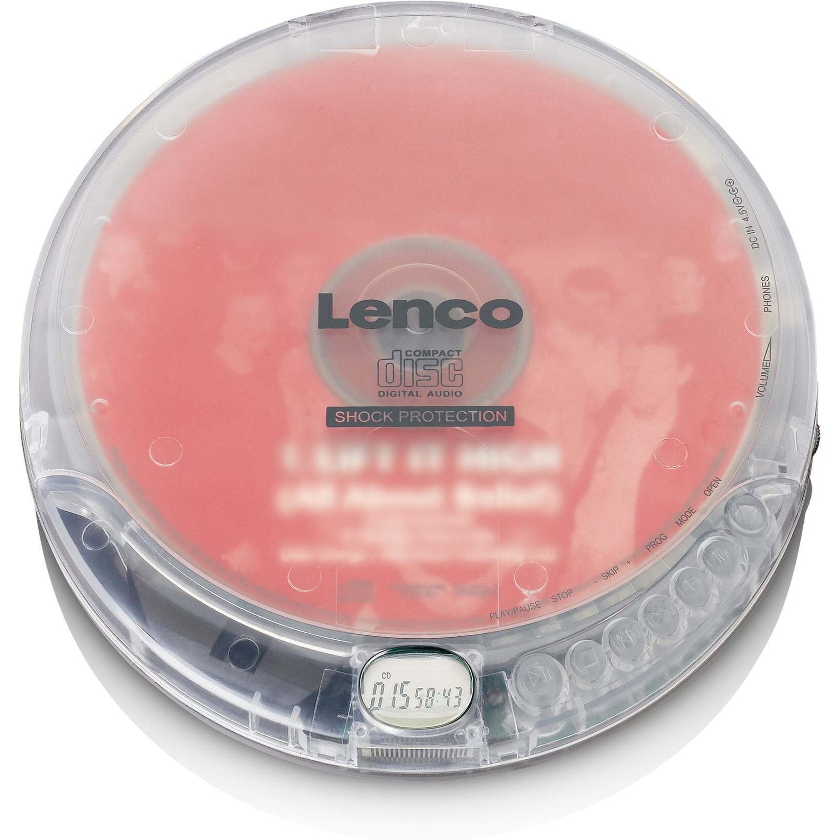 Lenco CD-202TR Portable CD/MP3 Player, Transparent