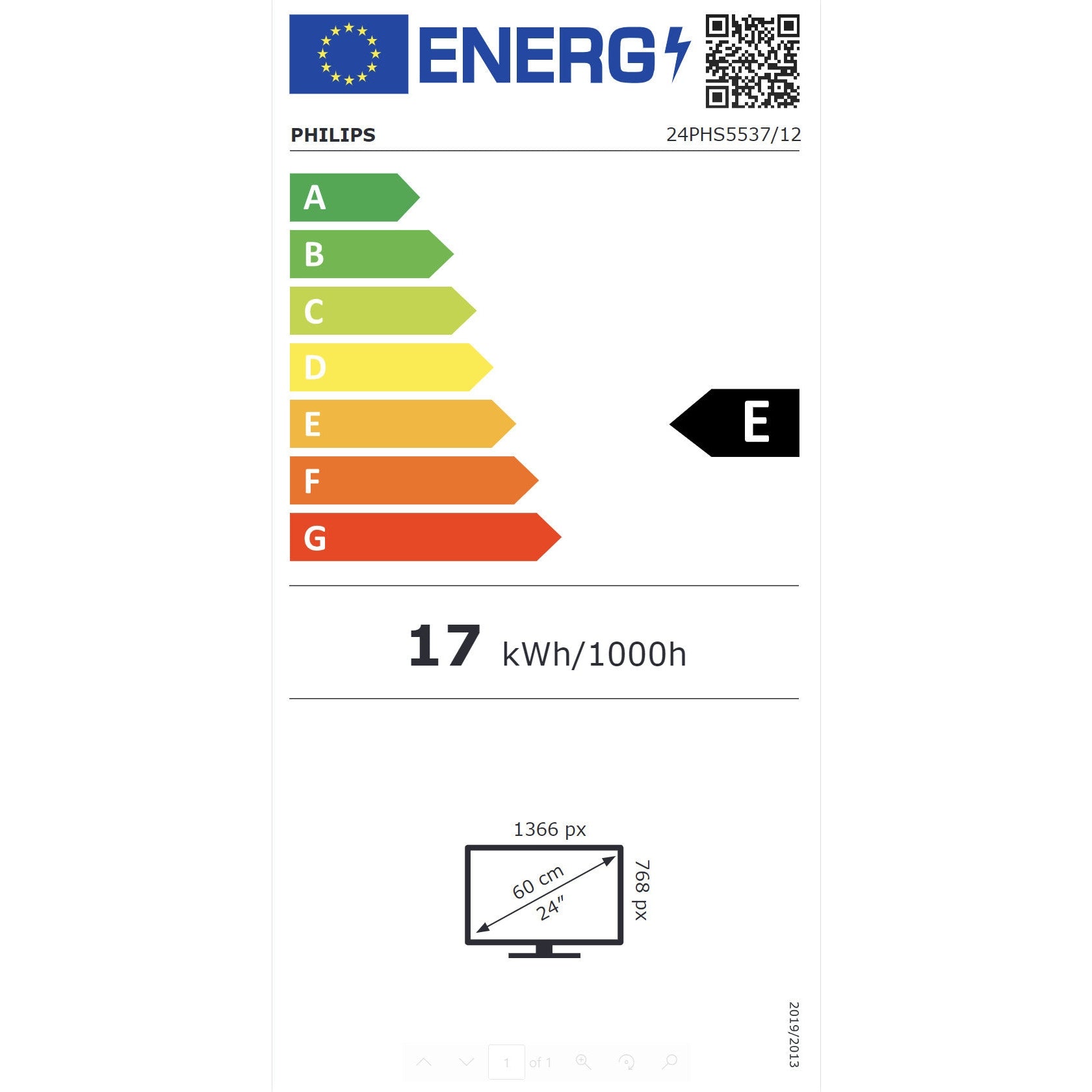 Philips 24PHS5537 12 V 24" HD Ready LED TV