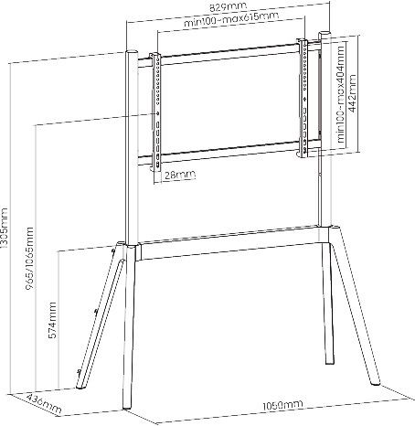 Mozi Art Series FS-15 Floor Stand for 49 - 75" TVs, beech