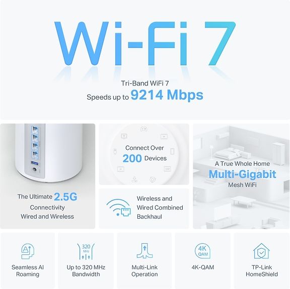 TP-LINK Deco BE65 Tri-Band WiFi 7 -Mesh-router