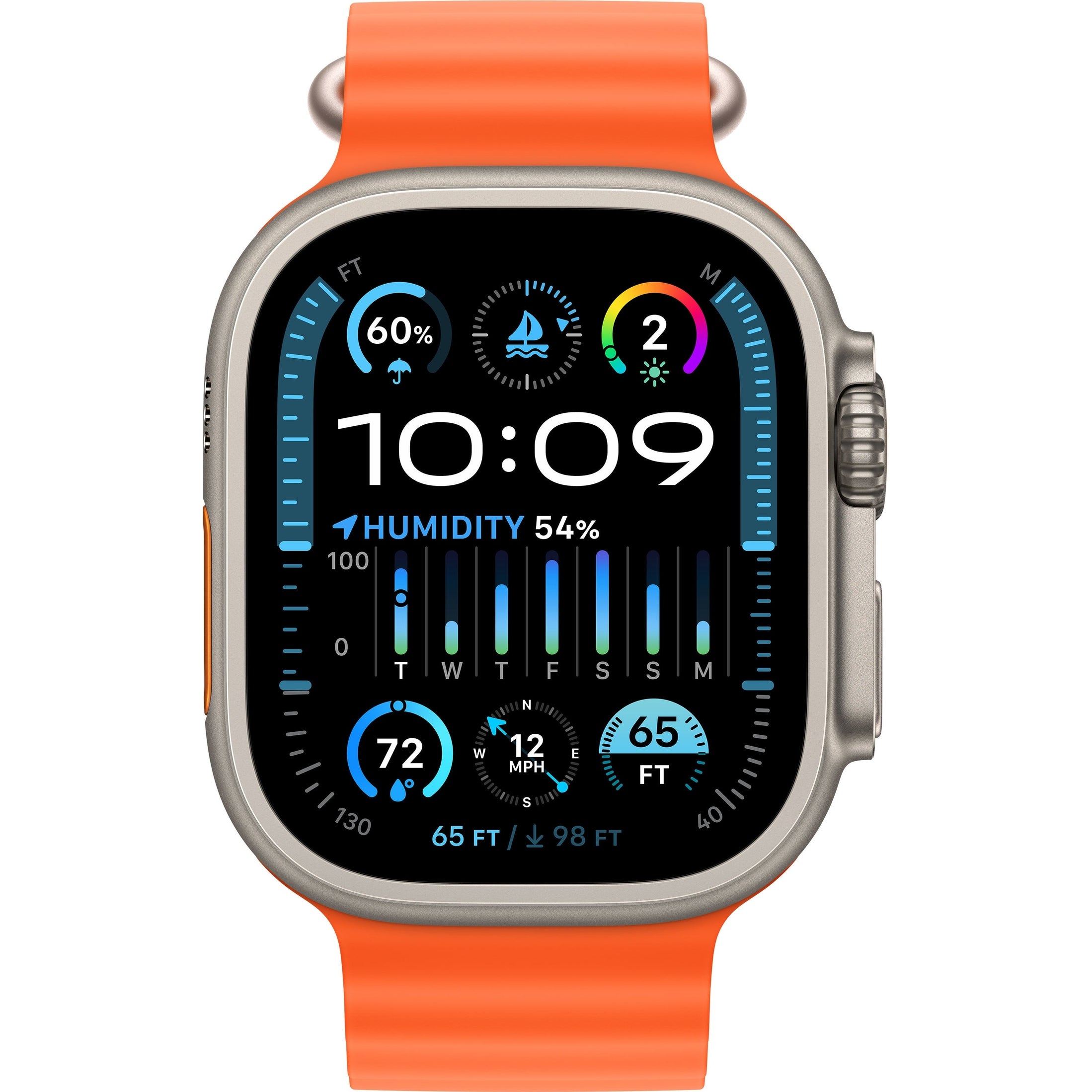 Apple Watch Ultra 2 GPS + Cellular 49 mm Titanium Case with Orange Ocean Band