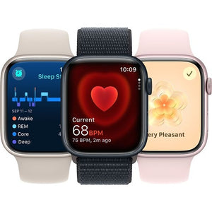 Apple Watch Series 9 GPS+Cell 41mm Silver Aluminum Case, Blue Sport Band, S/M