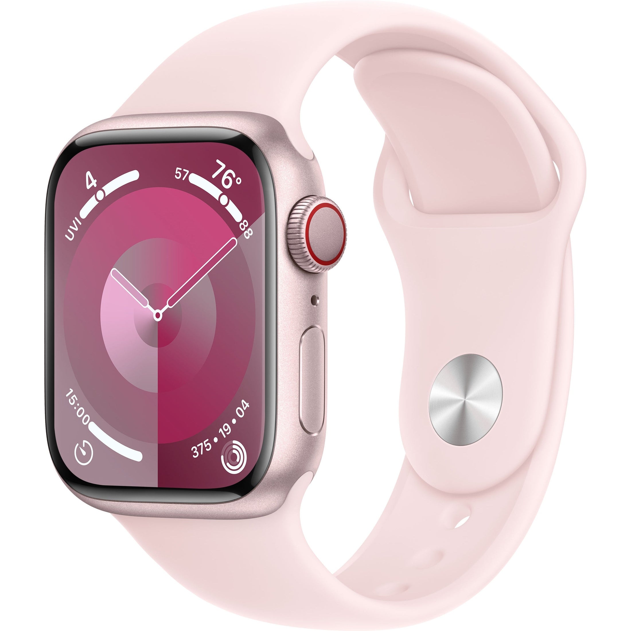 Apple Watch Series 9 GPS + Cellular 41 mm Pink Aluminum Case with Pink Sport Band, S/M