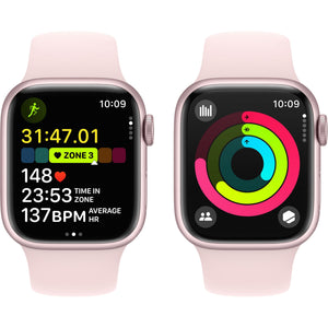 Apple Watch Series 9 GPS + Cellular 41 mm Pink Aluminum Case with Pink Sport Band, S/M