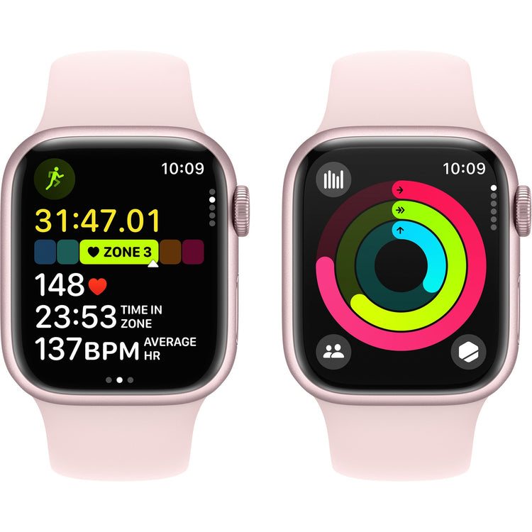 Apple Watch Series 9 GPS + Cellular 41 mm Pink Aluminum Case with Pink Sport Band, S/M