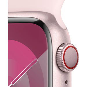 Apple Watch Series 9 GPS + Cellular 41 mm Pink Aluminum Case with Pink Sport Band, S/M