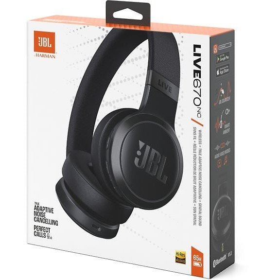 JBL Live 670NC Wireless Noise Cancelling Headphones, Black