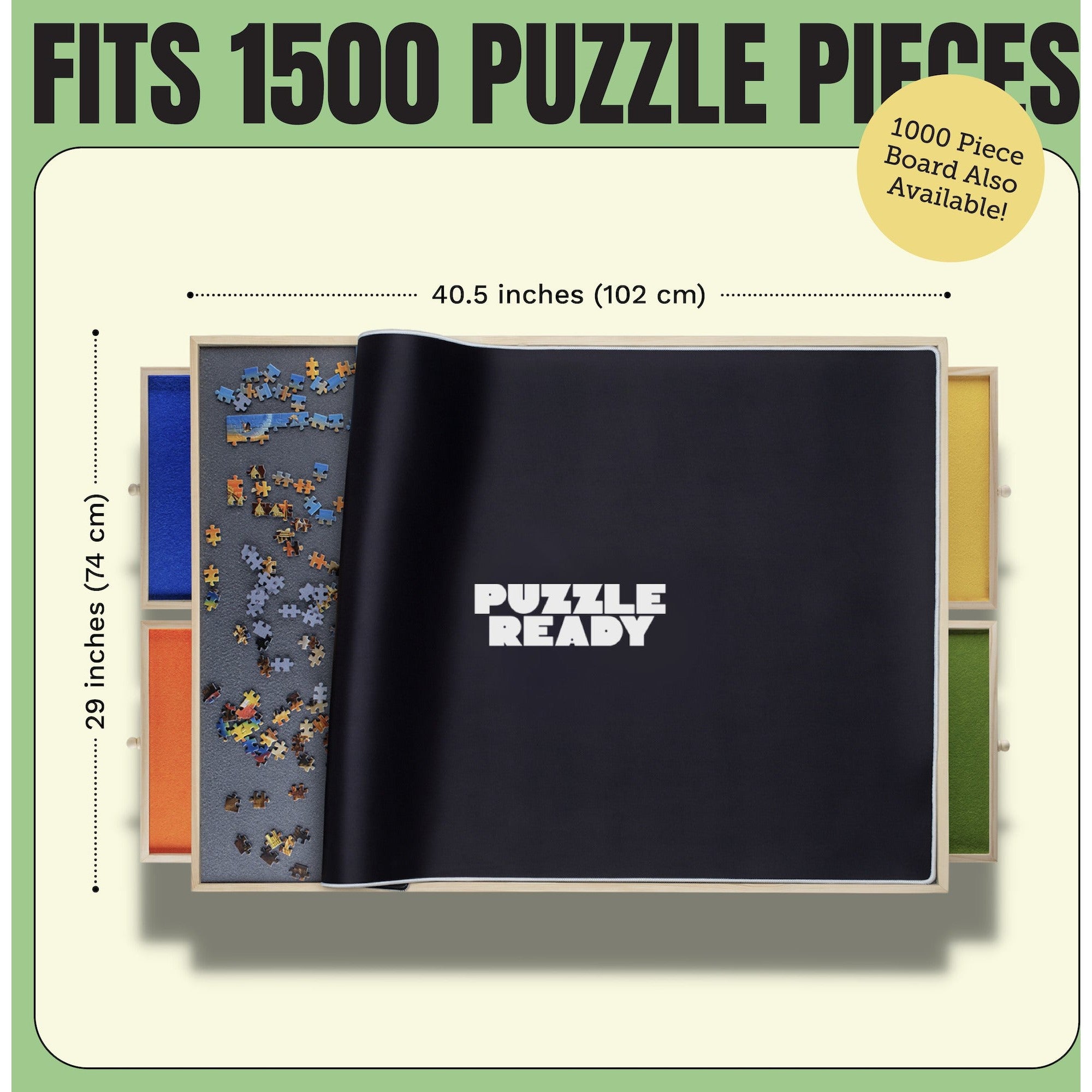 Puzzle Ready - Portable Puzzle Board with 6 Sorting Trays, 1500 Pieces