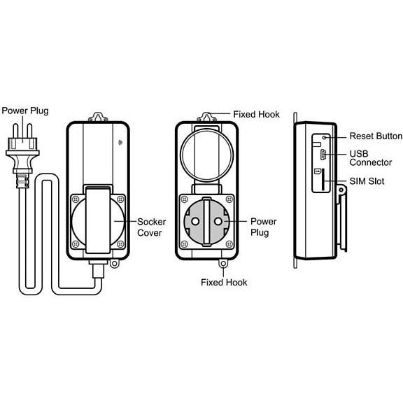 SimPal WS250 Outdoor Socket, GSM, IP44