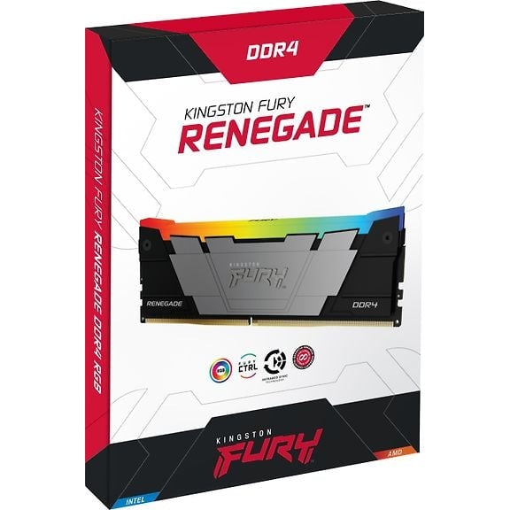 Kingston FURY Renegade RGB DDR4 3600 MHz CL16 32 GB Memory Module Kit, Black/Silver