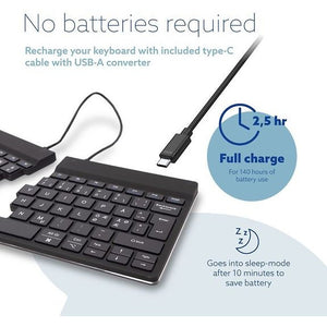 R-Go Split Break Two-Part Ergonomic Wireless Keyboard, Black