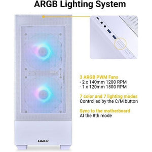 Lian Li LANCOOL 205 MESH C ATX Case with Window, White