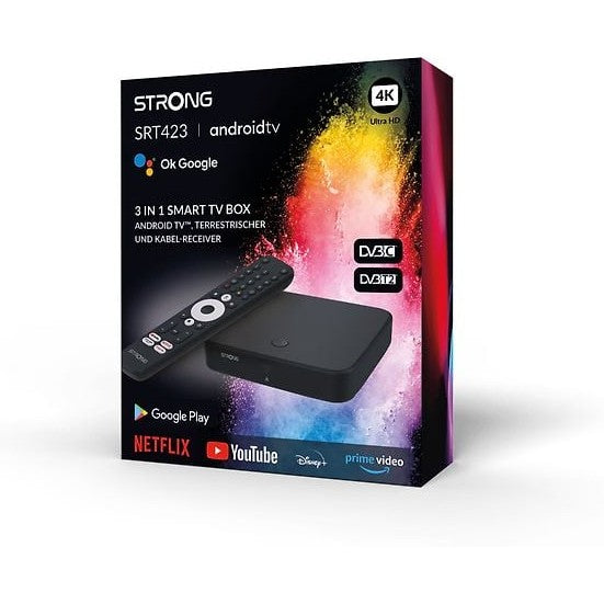 Strong SRT423 4K + DVB-T2/C Wi-Fi 4K Google TV Media Player/Digital Receiver