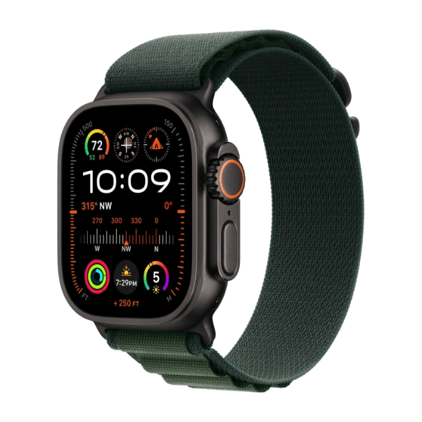 Apple Watch Ultra 2 GPS + Cellular 49 mm, Black Titanium Case with Dark Green Alpine Loop