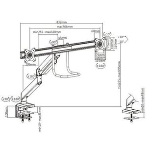 Prokord LDT23-C022 Monitor Arm 10" - 32" , Black