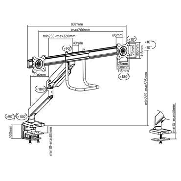 Prokord LDT23-C022 Monitor Arm 10" - 32" , Black