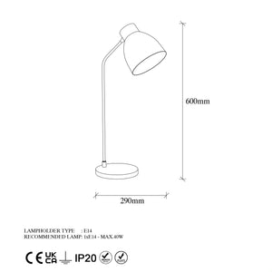 Table lamp Opviq Lamp Murek, E14, stand base , 40W