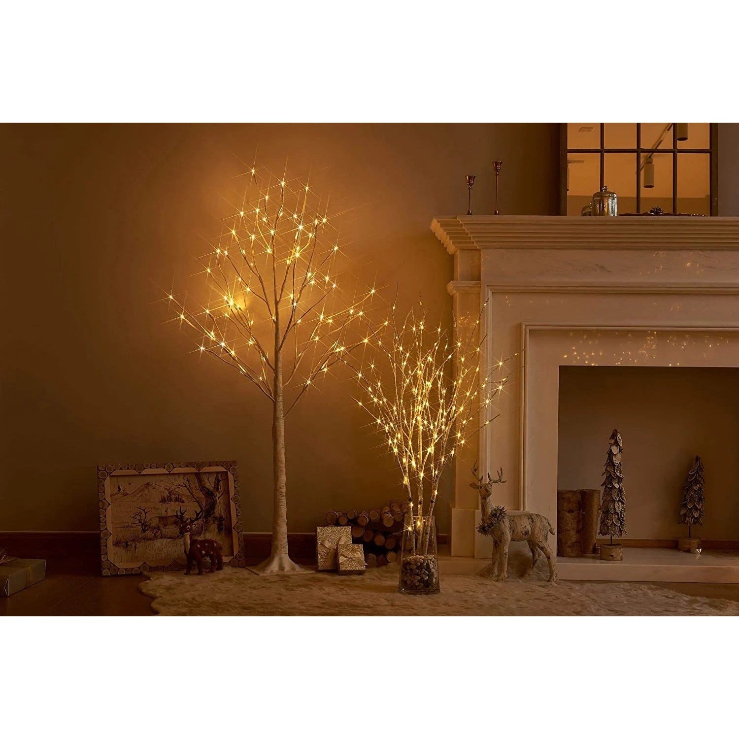 Decoration "Wood" with LED lighting, 150 cm, 72 LED, white