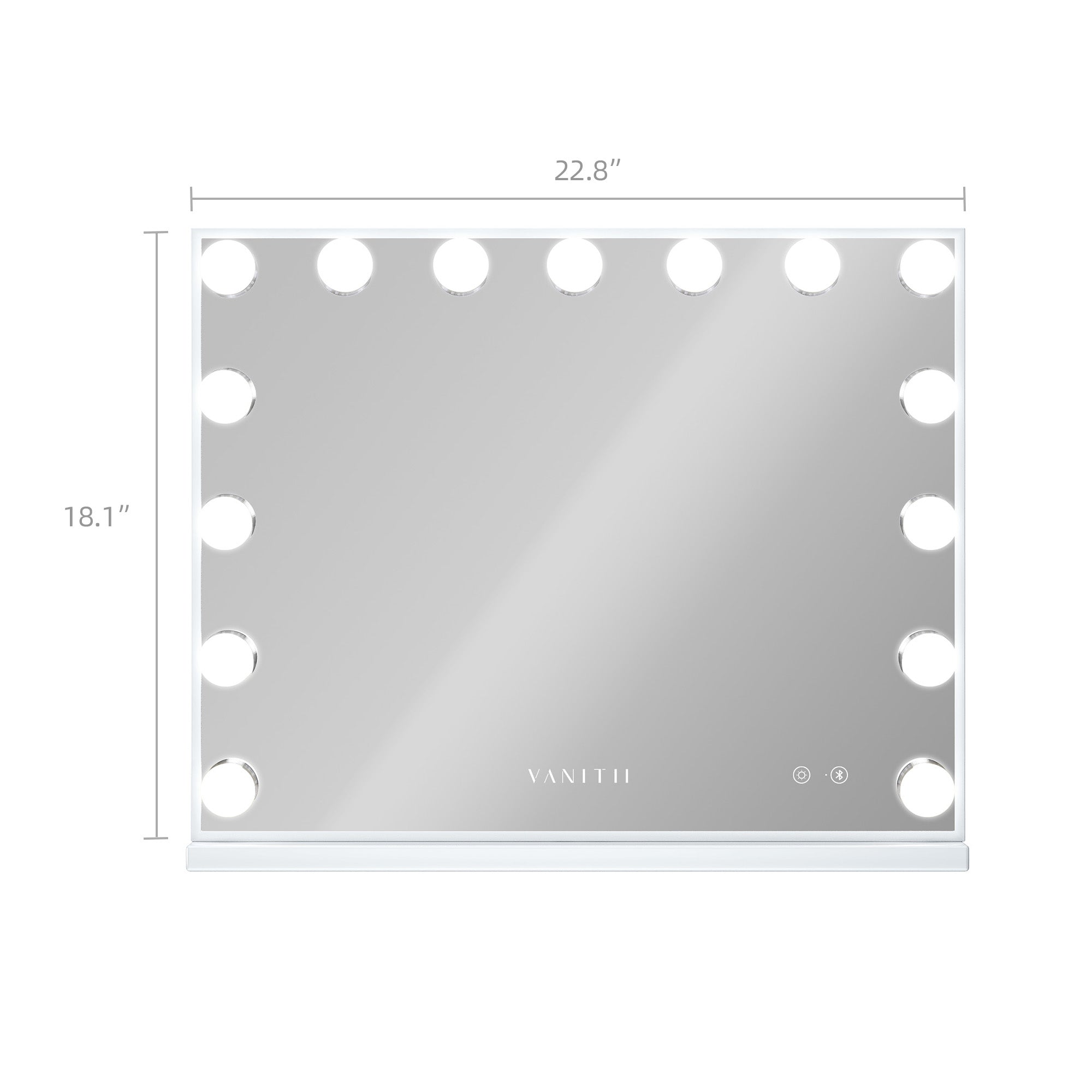 Vanitii Hollywood Mirror with Bluetooth and 15 Dimmable LED Bulbs