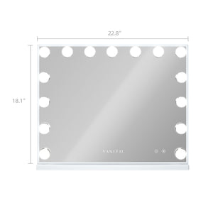 Vanitii Hollywood Mirror with Bluetooth and 15 Dimmable LED Bulbs