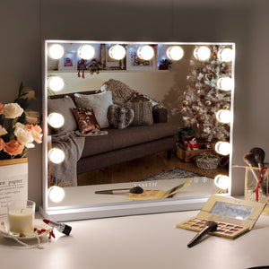 Vanitii Hollywood Mirror with Bluetooth and 15 Dimmable LED Bulbs