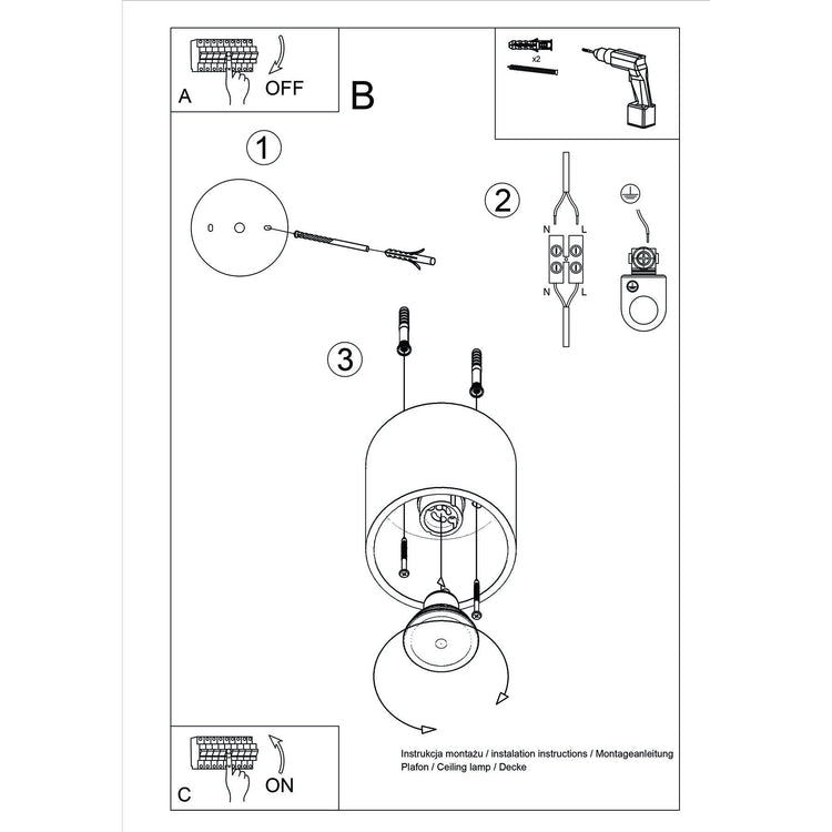 Luminaire Sollux Orbis GU10 SL.0021 Hanging Lamp, 40 W, GU10