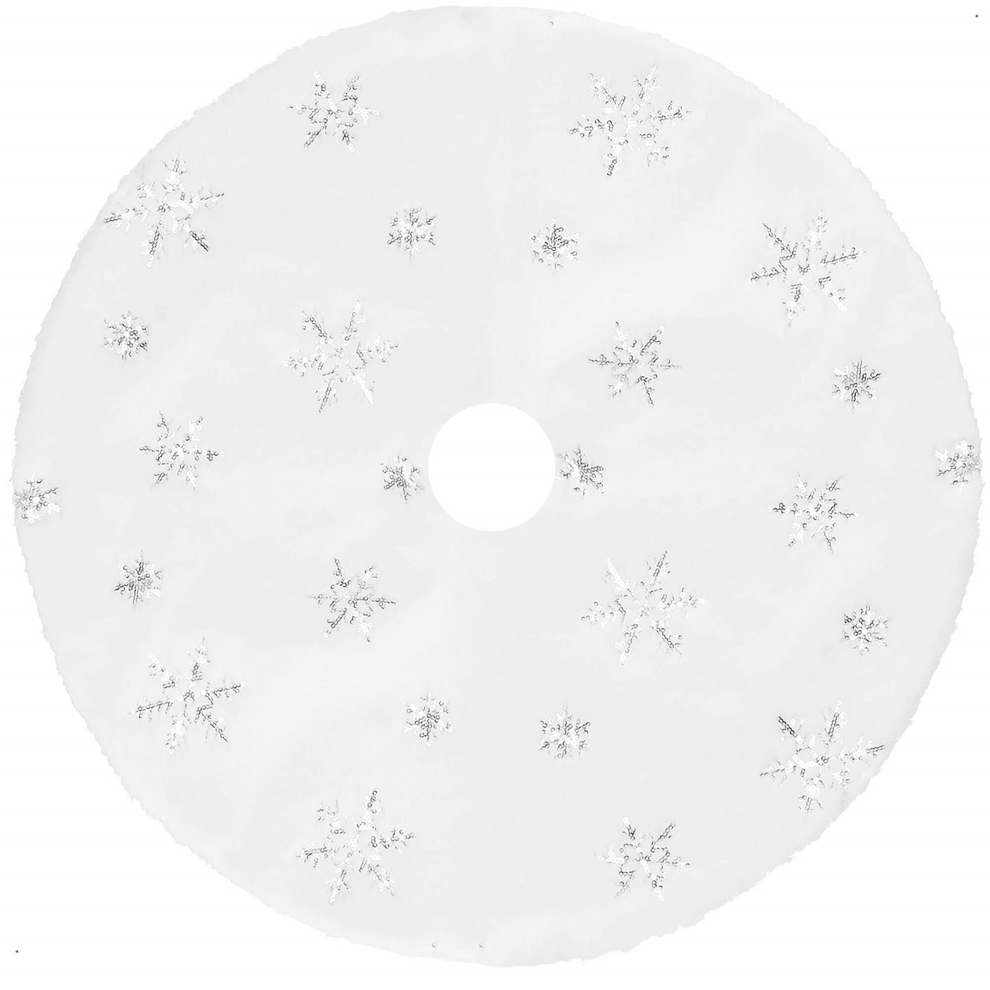 Christmas Tree Mat Springos CA1051, White/Silver, 90 cm, Polyester