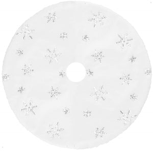 Christmas Tree Mat Springos CA1051, White/Silver, 90 cm, Polyester