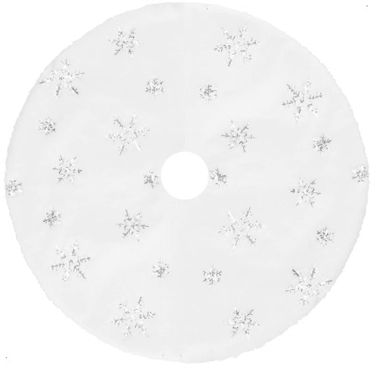 Christmas Tree Mat Springos CA1051, White/Silver, 90 cm, Polyester