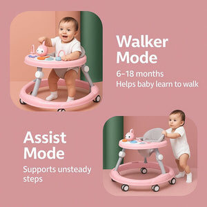 6-in-1 Ergonomic Tavalax Baby Walker with Music Panel, Adjustable Height, and 360° Silent Wheels