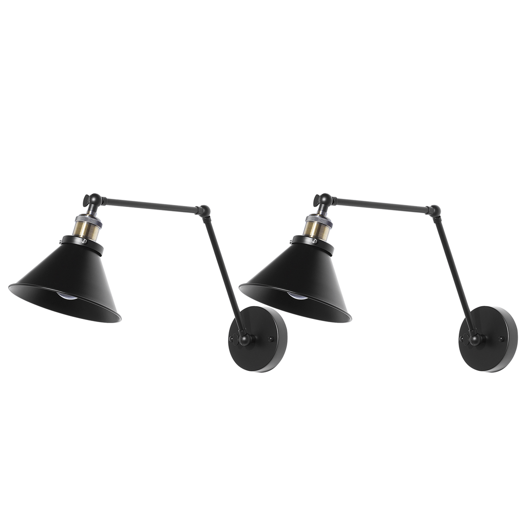 Beliani Narva Set of 2 Wall Lamps, Black Metal