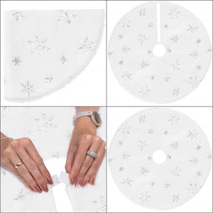 Christmas Tree Mat Springos CA1051, White/Silver, 90 cm, Polyester