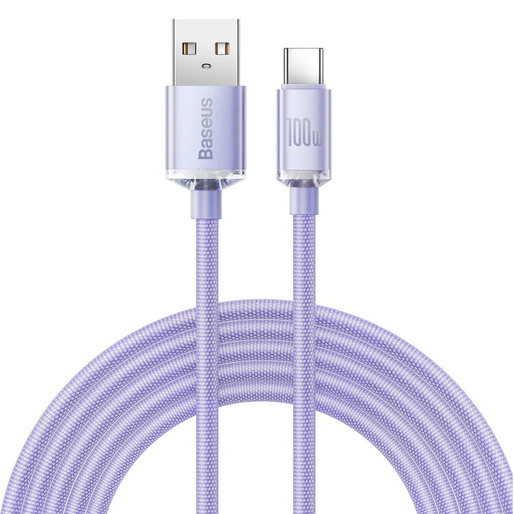 Baseus Crystal Shine Charging Cable, USB Type C/USB Type A, 200 cm, Purple, 100 W