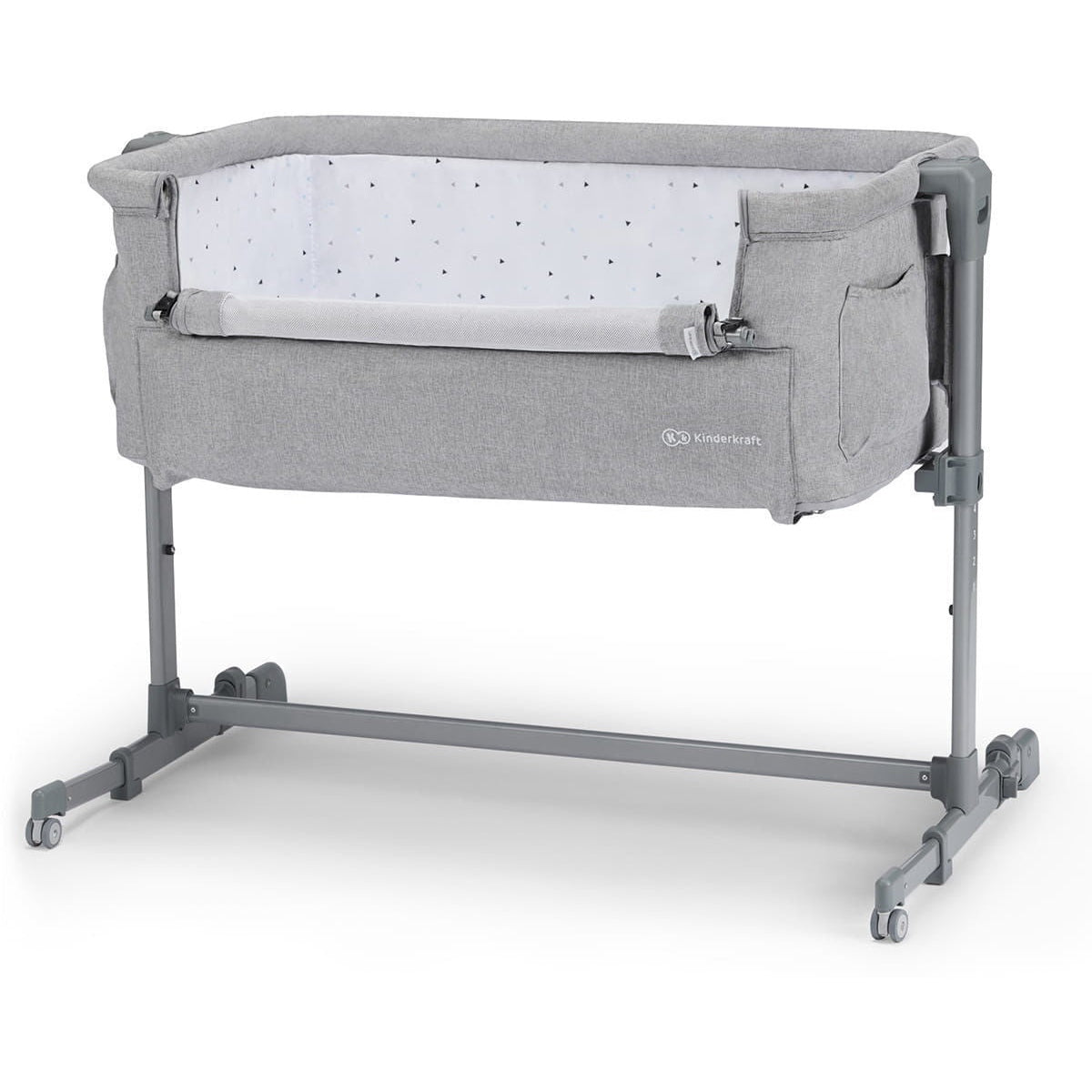 KinderKraft Neste Up Bedside Crib, Grey